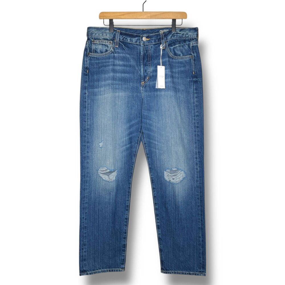 Outerknown S.E.A. Fillmore Boyfriend Denim Jeans 30 Blue Distressed New